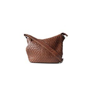 Anthropologie Vilenca Holland Italian Leather Brown Cognac Woven Crossbo…